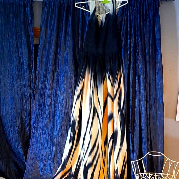 Full Length Razor Back Black Dress - Picture 3 of 4